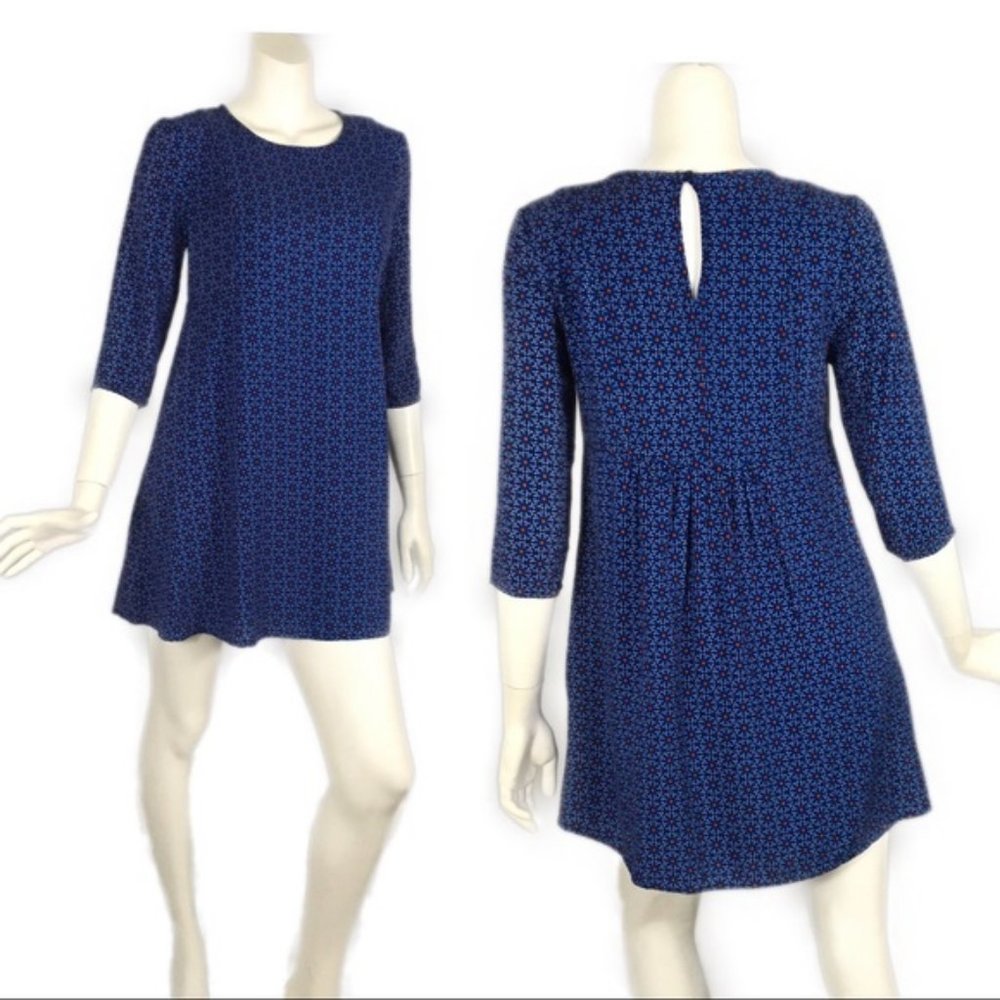 As U Wish Blue Floral Tiny Print Mini Dress S